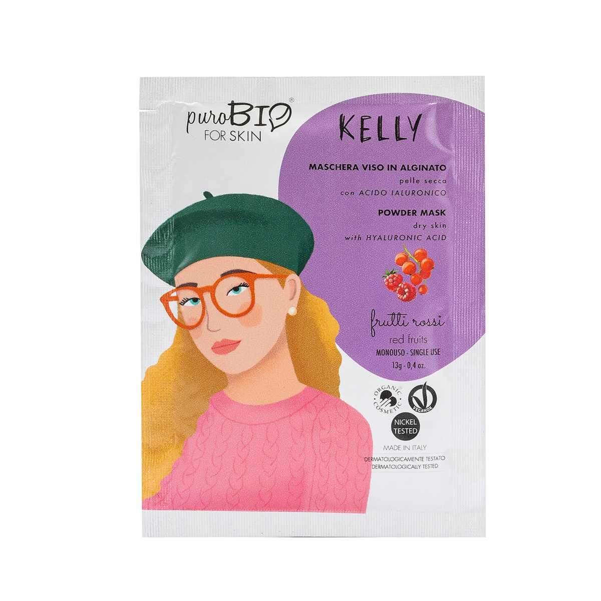 PuroBio Kelly Maschera Viso in Alginato ai Frutti Rossi per Pelle Secca