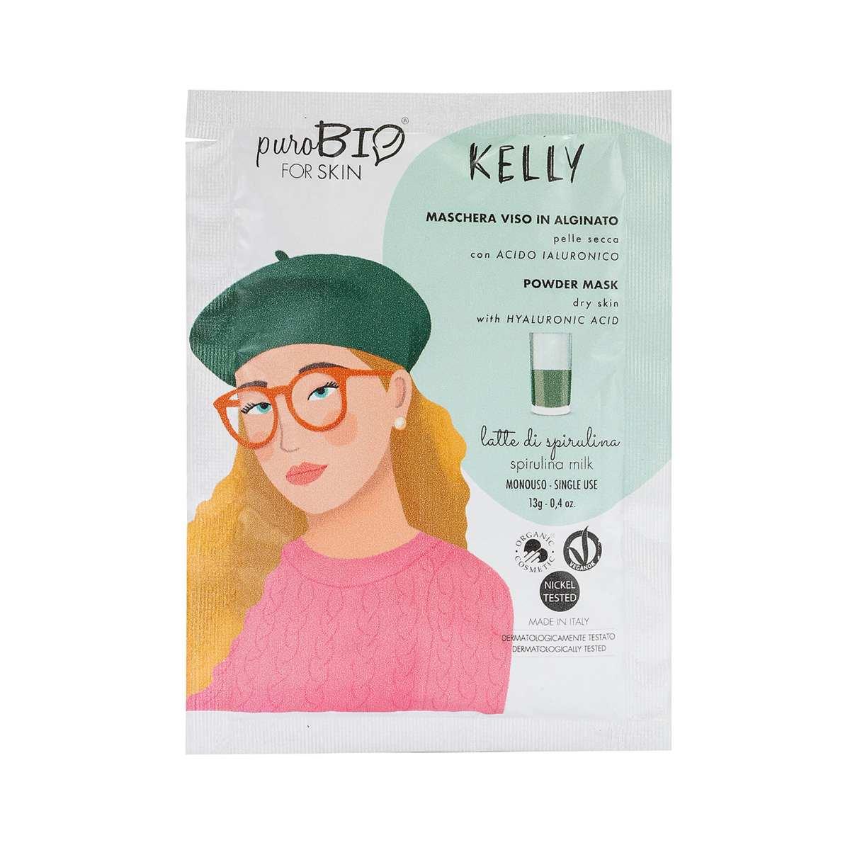 PuroBio Kelly Maschera Viso in Alginato al Latte di Spirulina per Pelle Secca