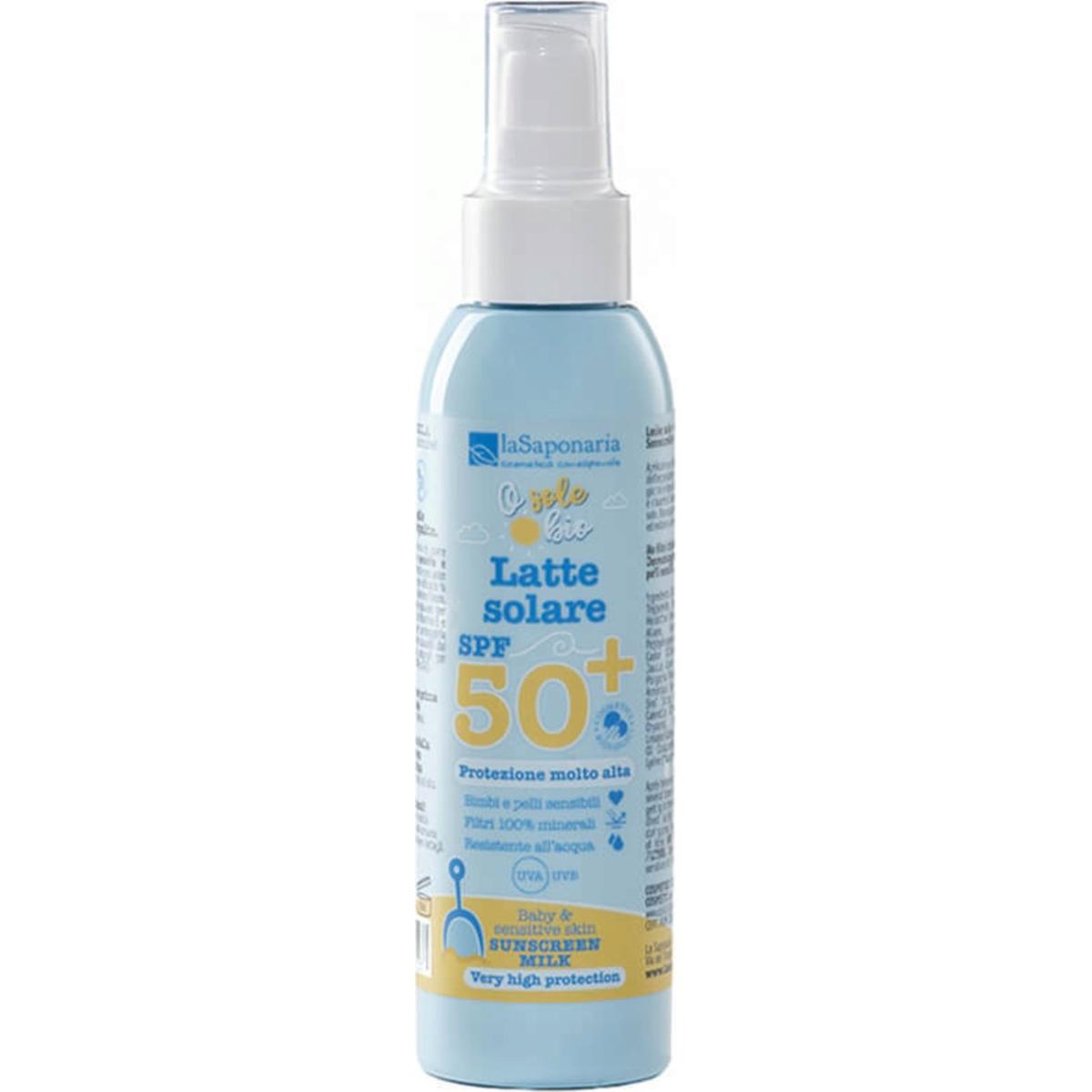 La Saponaria Latte solare SPF 50+ - Protezione molto alta bimbi e pelli sensibili 125ml