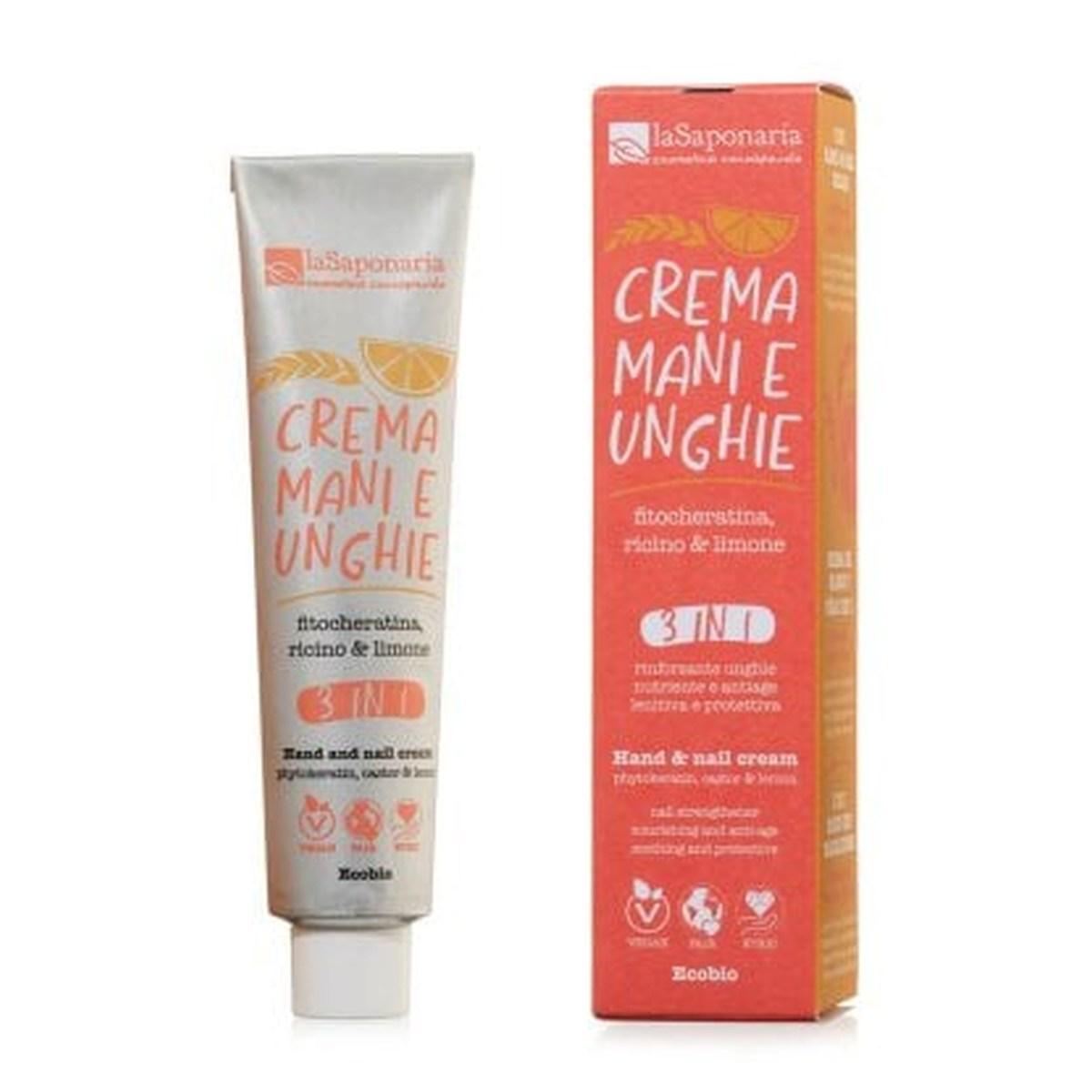 La Saponaria Crema mani e unghie 3 IN 1 - Fitocheratina, ricino & limone 40ml