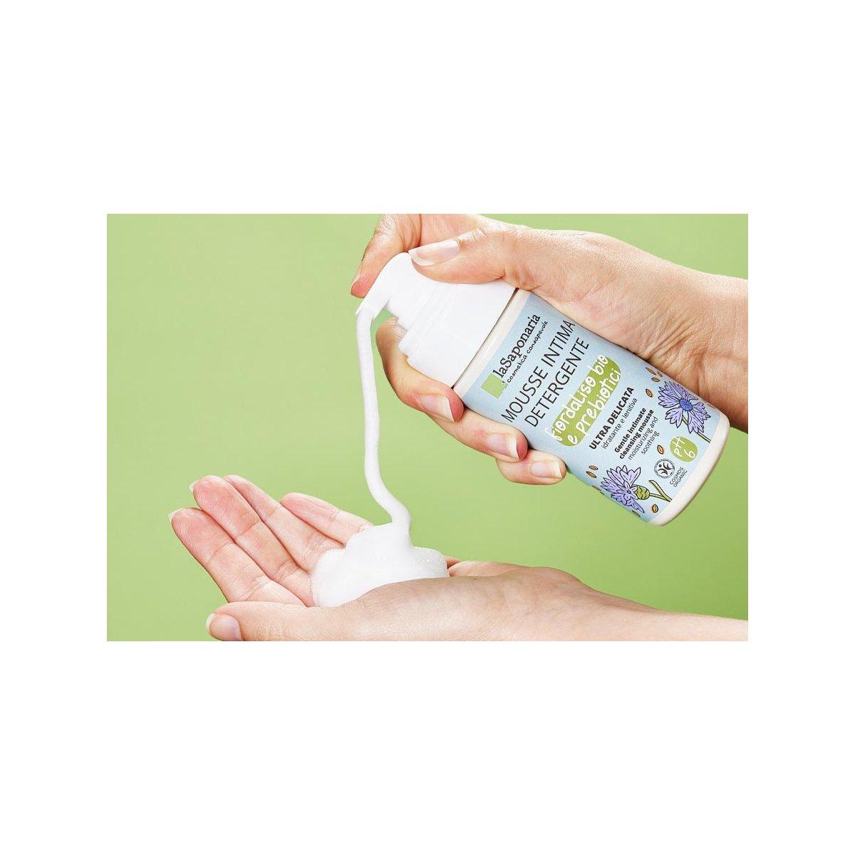 La Saponaria Mousse detergente intima delicata - Fiordaliso Bio & Prebiotici 100ml
