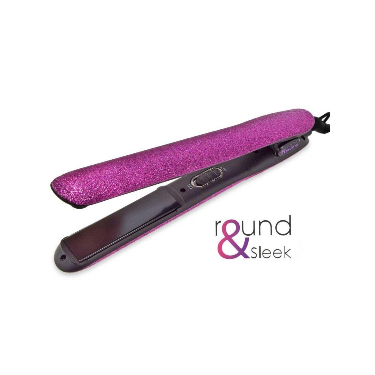 Piastra Capelli Melcap Hair Time Round&Sleek Fucsia Glitter  Lisci e Onde Professionali fino a 230°C